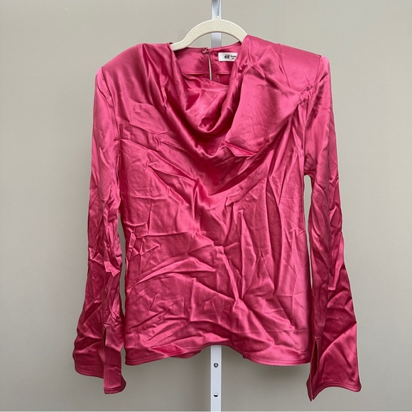 H&M studio DRAPED SILK BLOUSE size S - Picture 2 of 5